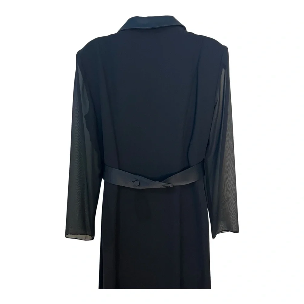David Warren Luxe In The City Black Tuxedo Button Front Midi Coat Dress 90’s